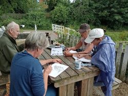 Busy sketching at Caen Hill Locks (cafe!)